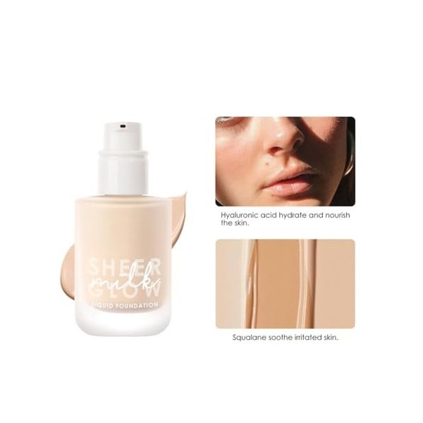 LUCKDANO Crème de Maquillage Hydratante Dissimulante Crème éclaircissante Longue Durée pour le Visage avec Sérum Hyaluronique