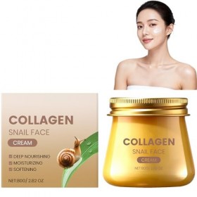Crème Visage Collagène Escargot,Crème Hydratante Anti-Rides et Régénérante,Soin Éclaircissant Réparateur et Raffermissant,Tex...