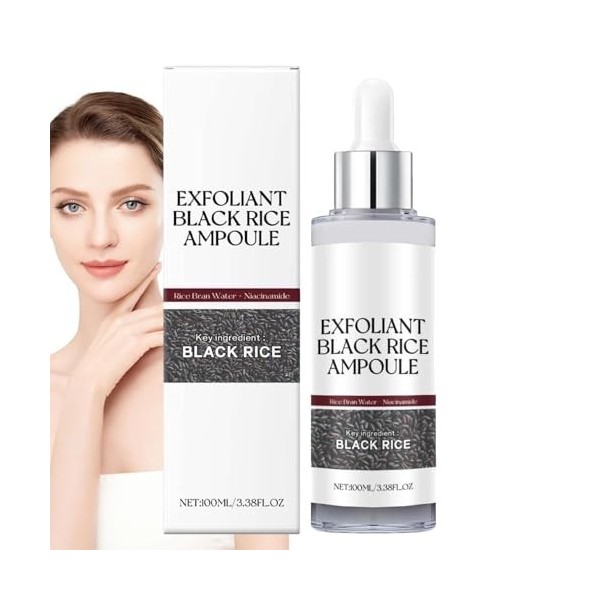 Rice Noir Ampoule White Rice Peleling - 100 Ml De Sérum Hydratant | Pores Hydratants Minimisant Le Visage | Nettoyage Doux De