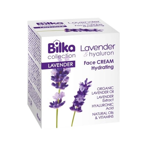 Bilka Collection Crème pour le visage à la lavande et à lacide hyaluronique - Crème hydratante à la lavande bio et à lacide