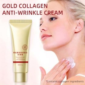 Creme Collagene Visage Doré, Creme Collagene Lissante, Creme Anti Rides Femme Doré, Crème Hydratante Anti-Rides Pour Le Visag...