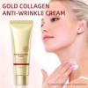 Creme Collagene Visage Doré, Creme Collagene Lissante, Creme Anti Rides Femme Doré, Crème Hydratante Anti-Rides Pour Le Visag...