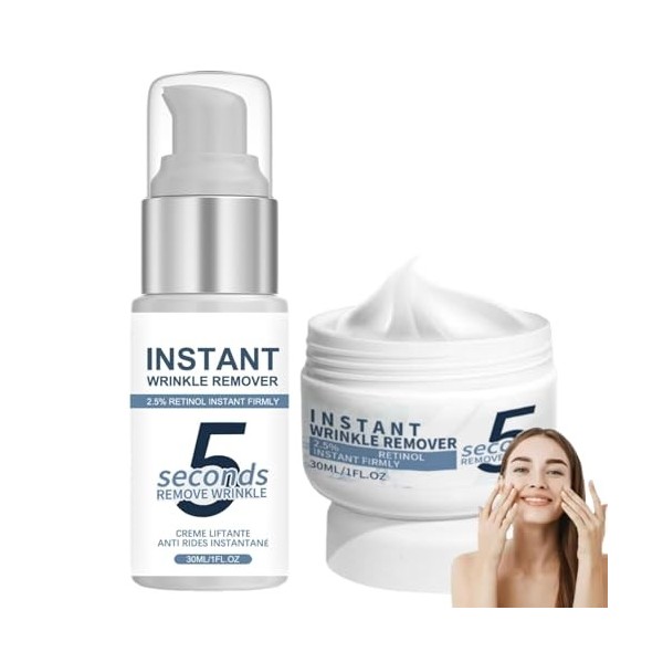 2pc Ensemble De Soins Anti-Rides 5 Secondes Au RéTinol, Creme Liftante Anti Rides Instantané, Combleur De Rides Immediat, Rov