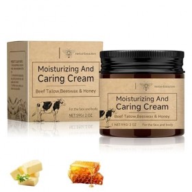 100 % suif de bœuf bio pour soins de la peau - Crème hydratante pour le visage au miel - Crème hydratante pour le corps - Crè...