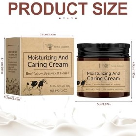 100 % suif de bœuf bio pour soins de la peau - Crème hydratante pour le visage au miel - Crème hydratante pour le corps - Crè...