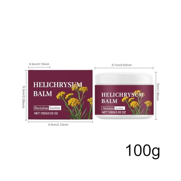 Baume Hydratant À Lhélichryse, Formule Non Collante, 100 G, Crème Réparatrice Aux Extraits, Crème Hydratante Pour Le Corps, 