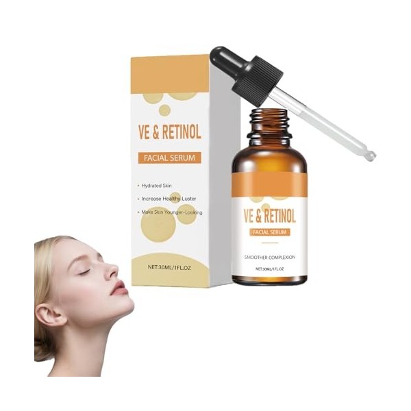 Sérum au rétinol pour le visage,rajeunissement anti-âge à la vitamine E,lisse les ridules,réduit les rides et améliore lélas ...