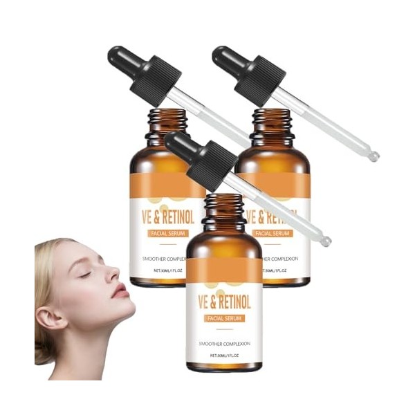 Sérum au rétinol pour le visage,rajeunissement anti-âge à la vitamine E,lisse les ridules,réduit les rides et améliore lélas ...
