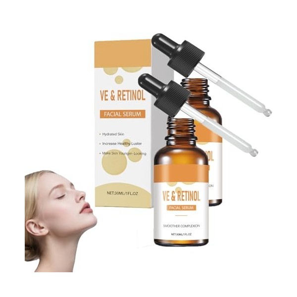 Sérum au rétinol pour le visage,rajeunissement anti-âge à la vitamine E,lisse les ridules,réduit les rides et améliore lélas ...