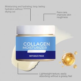 Crème pour le visage au collagène, hydratant anti-âge pour le visage de jour et de nuit, réduit les ridules et les rides, crè...