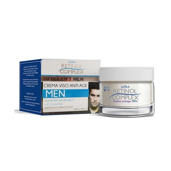 Retinol Komplex Crème visage anti-âge pour homme avec acide hyaluronique et collagène 50 ml