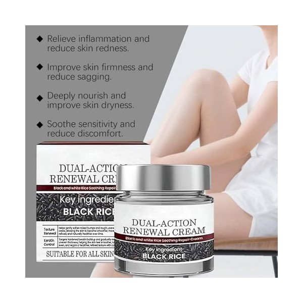 Keraerase Dual-Action Renewal Cream,Crème Réparatrice Au Riz Noir,Multi-effets,Exfoliante Au Son De Riz,Raffermissante Et Ant...