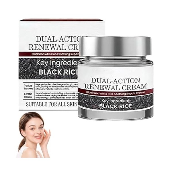 Keraerase Dual-Action Renewal Cream,Crème Réparatrice Au Riz Noir,Multi-effets,Exfoliante Au Son De Riz,Raffermissante Et Ant...