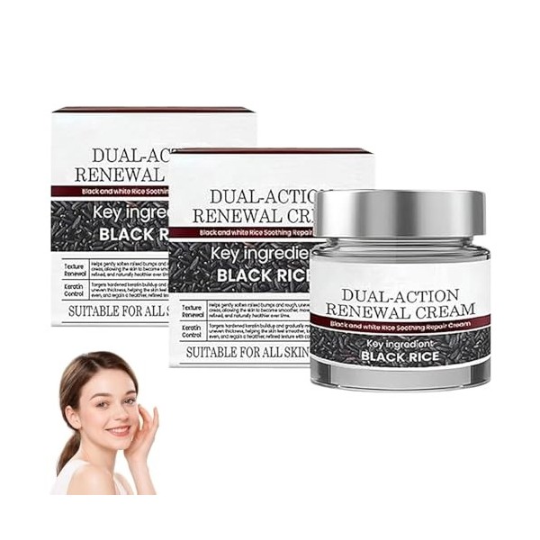 Keraerase Dual-Action Renewal Cream,Crème Réparatrice Au Riz Noir,Multi-effets,Exfoliante Au Son De Riz,Raffermissante Et Ant...
