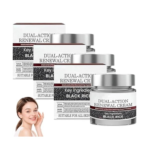 Keraerase Dual-Action Renewal Cream,Crème Réparatrice Au Riz Noir,Multi-effets,Exfoliante Au Son De Riz,Raffermissante Et Ant...