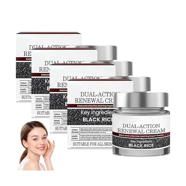 Keraerase Dual-Action Renewal Cream,Crème Réparatrice Au Riz Noir,Multi-effets,Exfoliante Au Son De Riz,Raffermissante Et Ant...