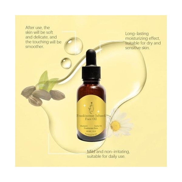 Huile de résine dencens pour le visage,huile infusée de résine dencens,huile de résine et huile de jojoba,sérum pressé hydr C...