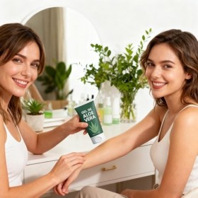 Ihdjasg Gel pour le visage hydratant - Soin hydratant apaisant - 100 g - Gel pour le visage et le corps - Pour peaux sèches e