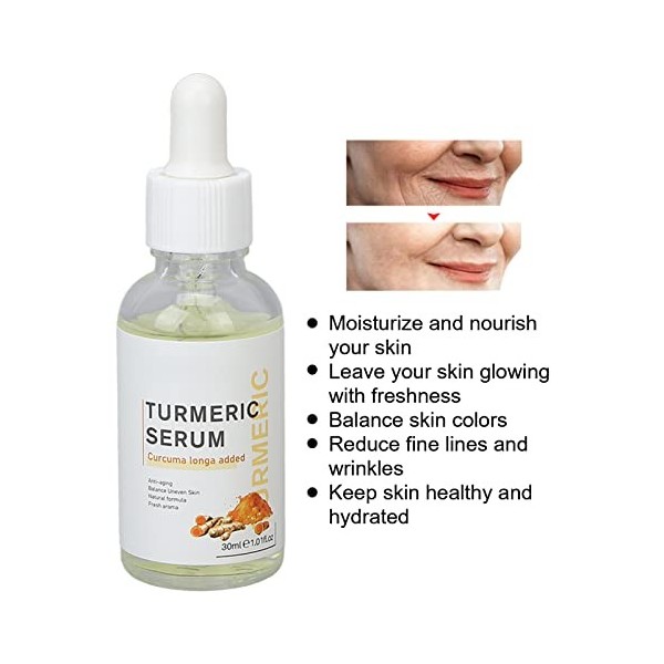 30 Ml de Sérum pour la Peau au Curcuma, éclaircissant la Couleur de la Peau, Réduit les Rides, Sérum de Soin de la Peau du Vi