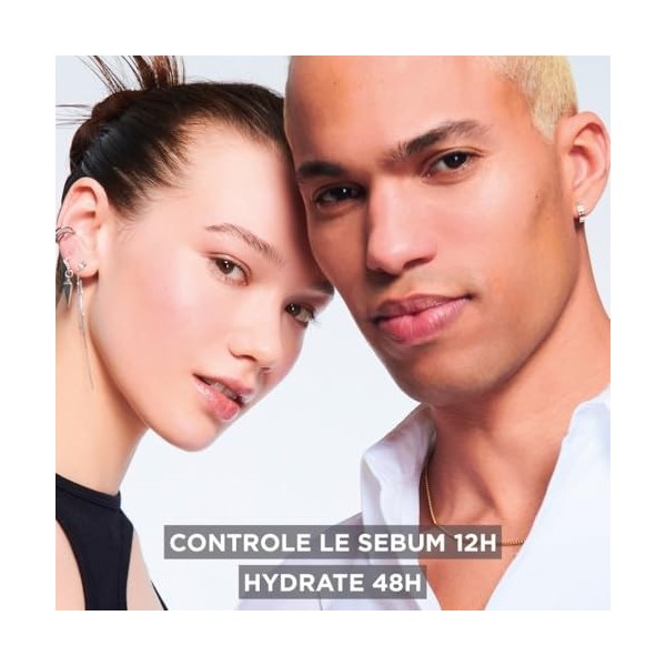 Garnier Pure Active - Air Cream - Soin Matifiant Quotidien - Enrichie en AHA + BHA & en Charbon - Hydrate 48h & Matifie 12h* ...