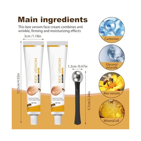 GXGM 2 produits anti-rides à base de venin dabeille, adaptés au visage et au cou, conviennent à tous les types de peau. 1 a