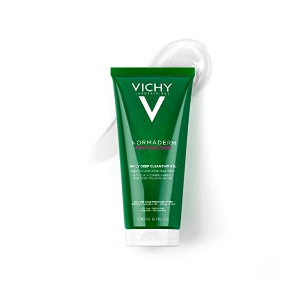 Vichy, Normaderm Phytosolution, Gel Purifiant Intense, Nettoie et Purifie les Peaux Grasses à Tendance Acnéique, Élimine Impe