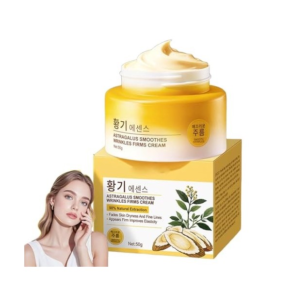 Crème Antirides Raffermissante Aux lastragale, Creme Anti Rides Femme, Crème Raffermissante Pour Le Visage, Creme Hydratante