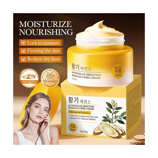 Crème Antirides Raffermissante Aux lastragale, Creme Anti Rides Femme, Crème Raffermissante Pour Le Visage, Creme Hydratante