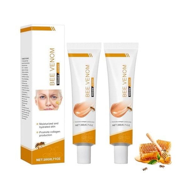 Bienengift Crème Visage Anti-Âge au Venin dAbeille, 2 x 40 ml – Soin Hydratant Visage et Cou à Effet Tenseur – Crème Anti-Ri ...