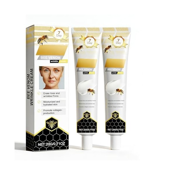 Bienengift Crème Visage Anti-Âge au Venin dAbeille, 2 x 40 ml – Soin Hydratant Visage et Cou à Effet Tenseur – Crème Anti-Ri ...