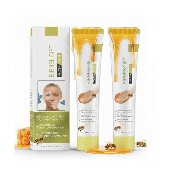 Bienengift Crème Visage Anti-Âge au Venin dAbeille, 2 x 40 ml – Soin Hydratant Visage et Cou à Effet Tenseur – Crème Anti-Ri ...