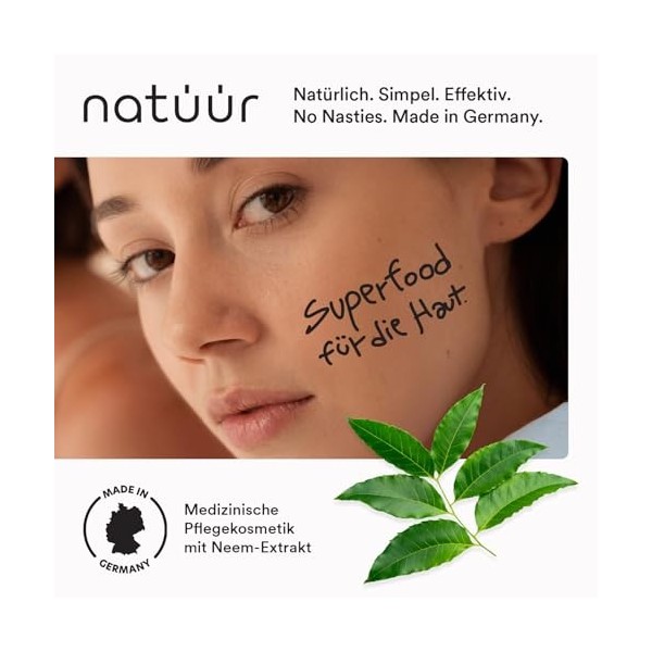 natüür Crème au Neem 15 ml – Crème hydratante pour peau sensible et sèche – Pénètre rapidement, non grasse – Végan – Fabriq