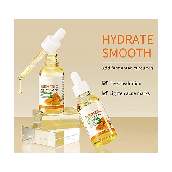 Sérum anti-oxydation au curcuma, Sérum visage anti-oxydation au curcuma, Sérum correcteur de taches brunes au curcuma, huile ...