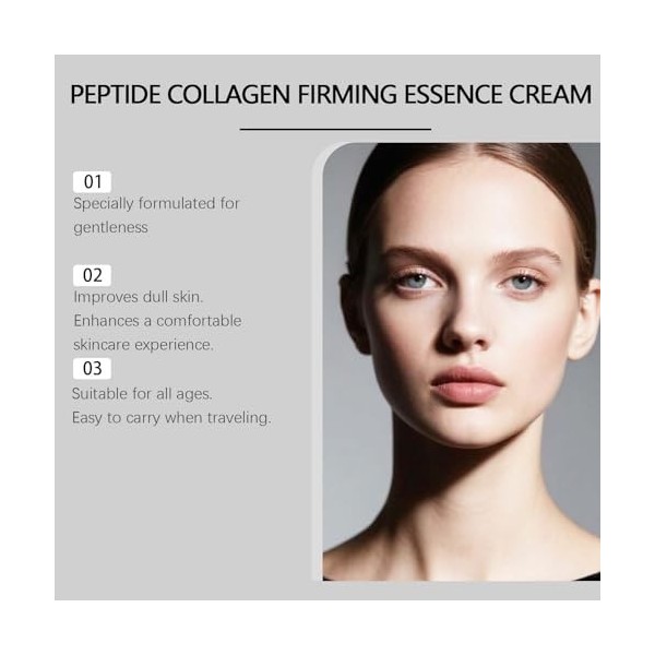 Crème à lessence raffermissante de collagène peptidique, lotion anti-rides pour le visage et le cou, raffermissement et lift ...