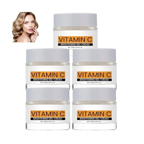 Gel-crème visage à la vitamine C, crème visage éclaircissante, hydratant anti-âge pour femmes, hydrate et lisse les ridules, ...