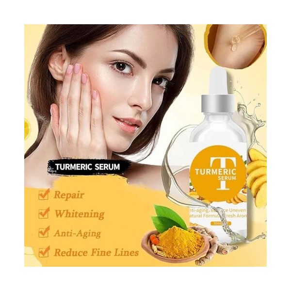 Huile de curcuma pour le visage - 1 once. naturelle de soin de la peau du visage à lhuile de curcuma | réparatrice hydratant