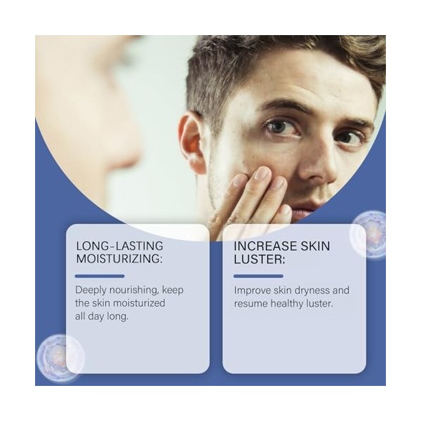Crème hydratante visage 6 en 1 pour homme, anti-âge, anti-poches, anti-rides, raffermissante, visage et cou, hydratante natur...