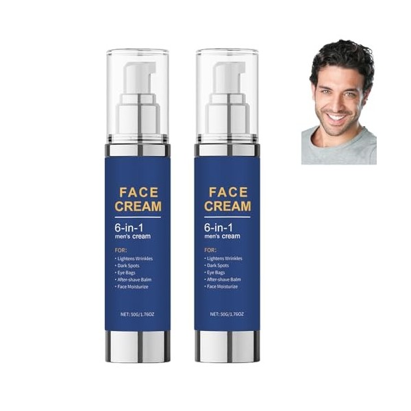Crème hydratante visage 6 en 1 pour homme, anti-âge, anti-poches, anti-rides, raffermissante, visage et cou, hydratante natur...
