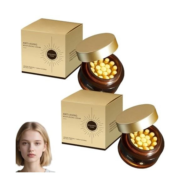 Crème hydratante en capsules de rétinol, crème hydratante raffermissante anti-âge, améliore lélasticité de la peau, atténue ...