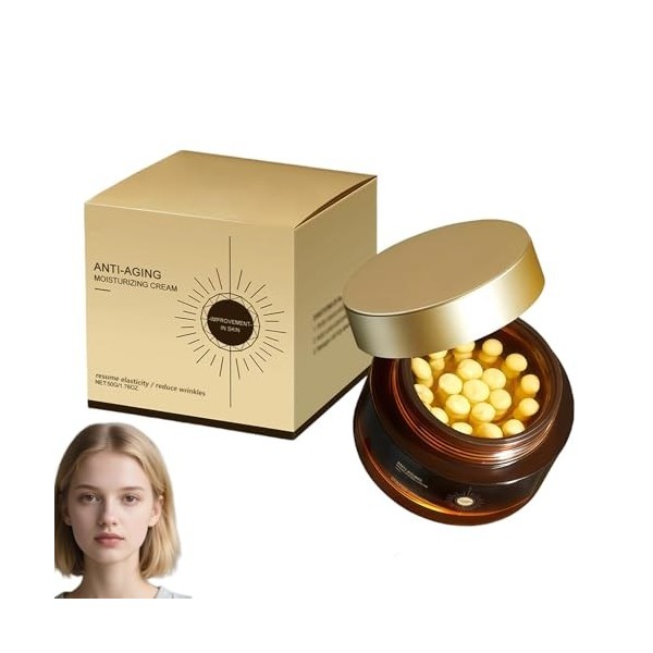 Crème hydratante en capsules de rétinol, crème hydratante raffermissante anti-âge, améliore lélasticité de la peau, atténue ...