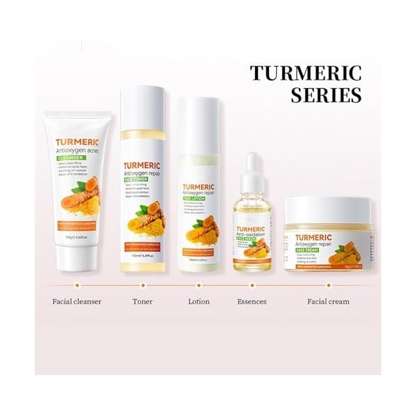 Turmeric Skincare Set, Turmeric Anti Oxidation Face Serum,Turmeric Dark Spot Corrector Serum for Reduces Fine Lines and Dark ...