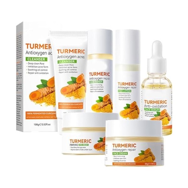 Turmeric Skincare Set, Turmeric Anti Oxidation Face Serum,Turmeric Dark Spot Corrector Serum for Reduces Fine Lines and Dark ...