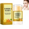 Crème visage et cou en stick curcuma et vitamine C, baume hydratant et éclaircissant pour raffermir et lifter la peau pour un...