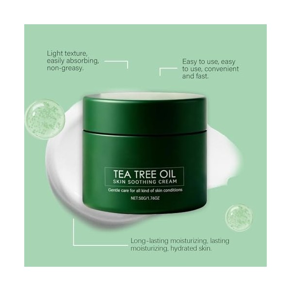 Crème hydratante à larbre à thé, crème apaisante à lhuile darbre à thé, peau sèche, craquelée et gercée, peau sèche nourri Cr...