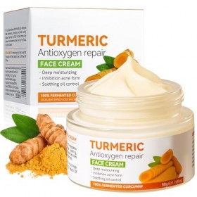 Crème Visage au Curcuma et à la Vitamine C, Crème au Anti Taches, Hydratant Anti-Âge, Cream Éclaircissante pour Les Taches Br