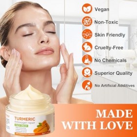 Crème Visage au Curcuma et à la Vitamine C, Crème au Anti Taches, Hydratant Anti-Âge, Cream Éclaircissante pour Les Taches Br