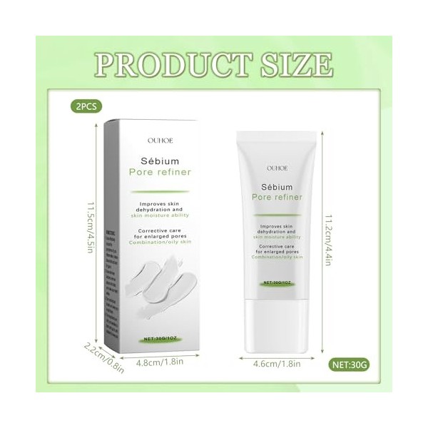 2 pièces Sébium Pore Refiner, Resserre les Pores, Affine le Grain de Peau, Contre Pores Dilatés Visage, Pore Refiner Serum, p...