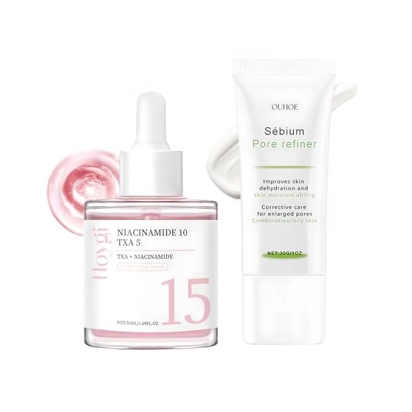 2 pièces Sébium Pore Refiner, Resserre les Pores, Affine le Grain de Peau, Contre Pores Dilatés Visage, Pore Refiner Serum, p...