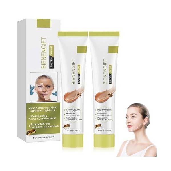 2 x Crème Hydratante Visage, Bee Venom Anti Rides au Venin dAbeille, Crème Raffermissante et Hydratante pour le Visage et le ...