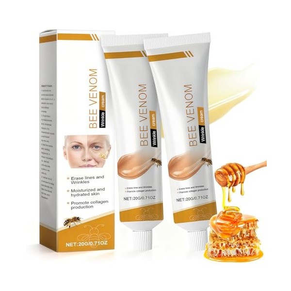 2 x Crème Hydratante Visage, Bee Venom Anti Rides au Venin dAbeille, Crème Raffermissante et Hydratante pour le Visage et le ...